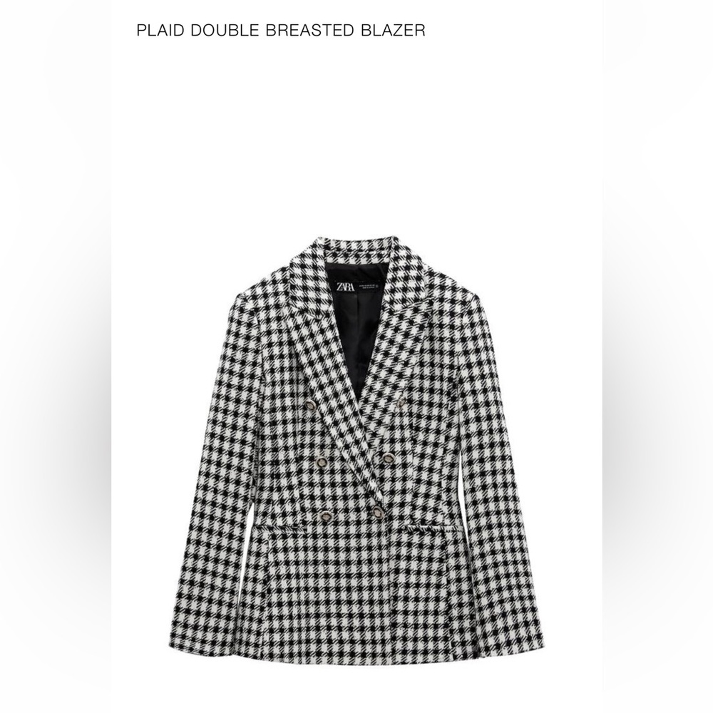 Zara Plaid Double Breasted Blazer Size Small